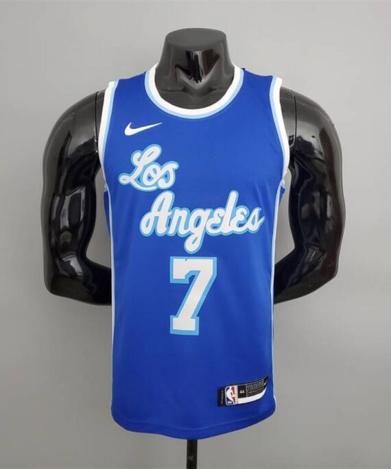 Carmelo Anthony Basketball Jersey #7 Los Angeles Lakers Latin Night High Neck Blue
