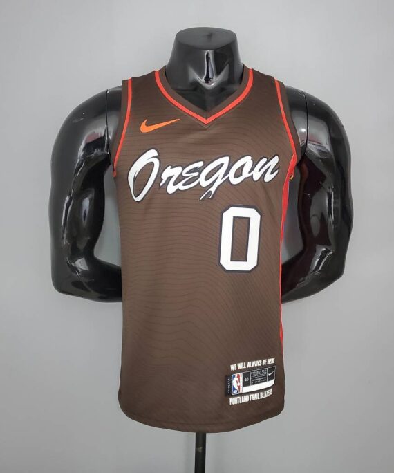 Damian Lillard Basketball Jersey #0 Portland Trail Blazers 2021 City Edition Brown