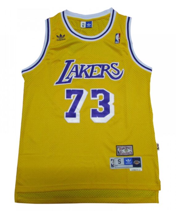 Dennis Rodman Basketball #73 Jersey Los Angeles Lakers Yellow Icon Edition