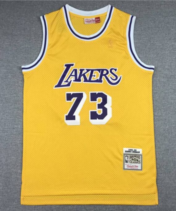 Dennis Rodman Basketball Jersey #73 Los Angeles Lakers Classic Edition Icon Gold Yellow