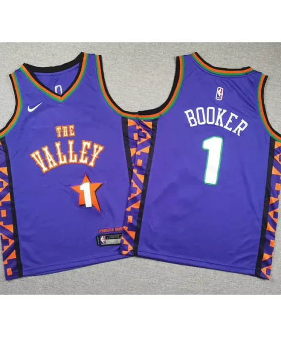 Devin Booker Basketball Jersey #1 Phoenix Suns 2025 City Edition Purple Kids