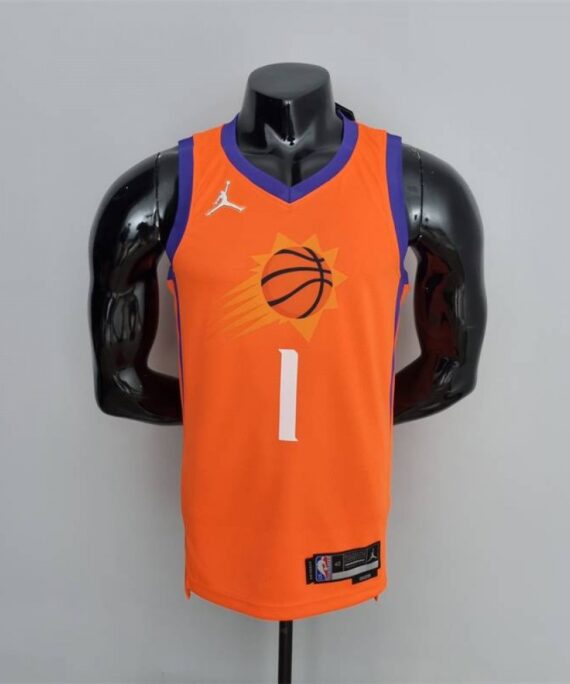 Devin Booker Basketball Jersey #1 Phoenix Suns Jordan 75th Anniversary Edition Orange