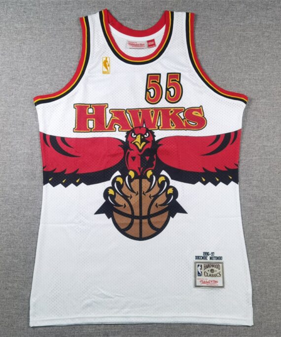 Dikembe Mutombo Basketball Jersey #55 Atlanta Hawks 2001/02 Icon Edition White