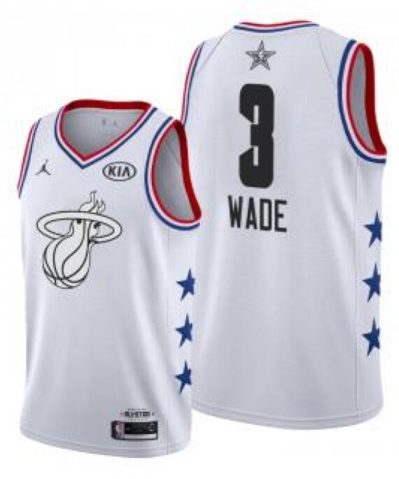 Dwyane Wade Basketball #3 Jersey Miami Heat 2019 All Star White