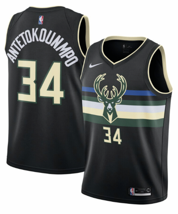 Giannis Antetokounmpo Basketball Jersey #34 Milwaukee Bucks 2019/20 Black Statement Edition