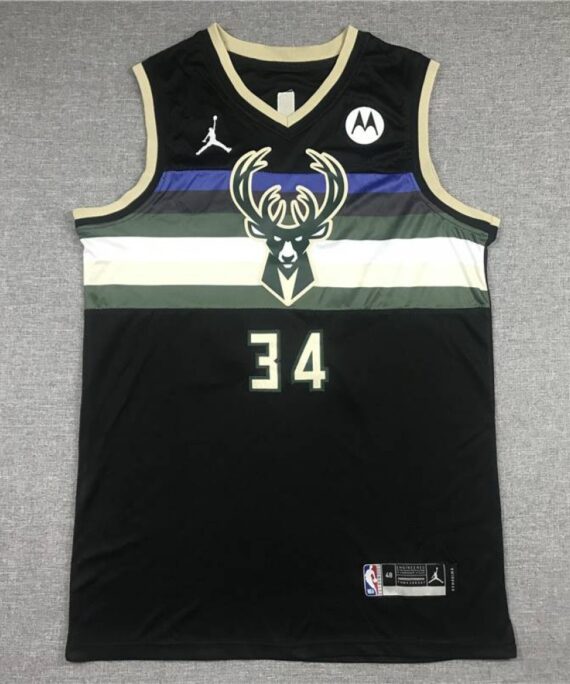 Giannis Antetokounmpo Basketball Jersey #34 Milwaukee Bucks City Edition Icon New Black
