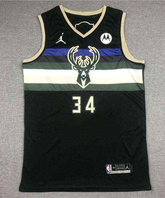 Giannis Antetokounmpo Basketball Jersey #34 Milwaukee Bucks City Edition Black Final Edition