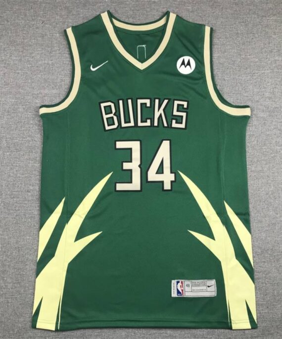 Giannis Antetokounmpo Basketball Jersey #34 Milwaukee Bucks Earned Edition Green