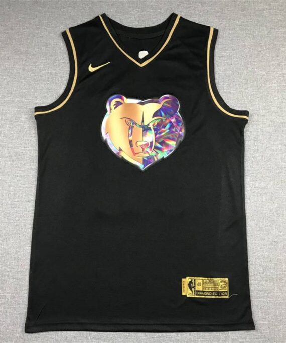 Ja Morant Basketball Jersey #12 Memphis Grizzlies Diamond Edition Gold Black