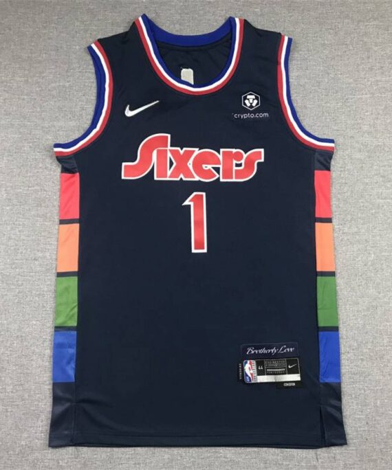 James Harden Basketball Jersey #1 Philadelphia 76ers 2022 City Edition Blue