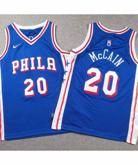 Jared Dane McCain Basketball Jersey #20 Philadelphia 76ers 2025 Icon Edition Blue Kids