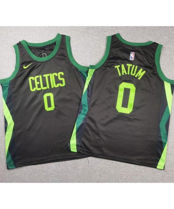 Jayson Tatum Basketball Jersey #0 Boston Celtics 2025 Black City Edition Kids