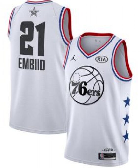 Joel Embiid Basketball Jersey #21 Philadelphia 76ers 2019 All Star White