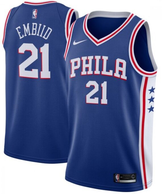 Joel Embiid Basketball Jersey #21 Philadelphia 76ers 17/18 Blue Icon Edition