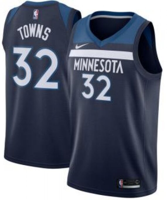 Karl-Anthony Towns Basketball Jersey #32 Minnesota Timberwolves 17/18 Navy Blue Icon