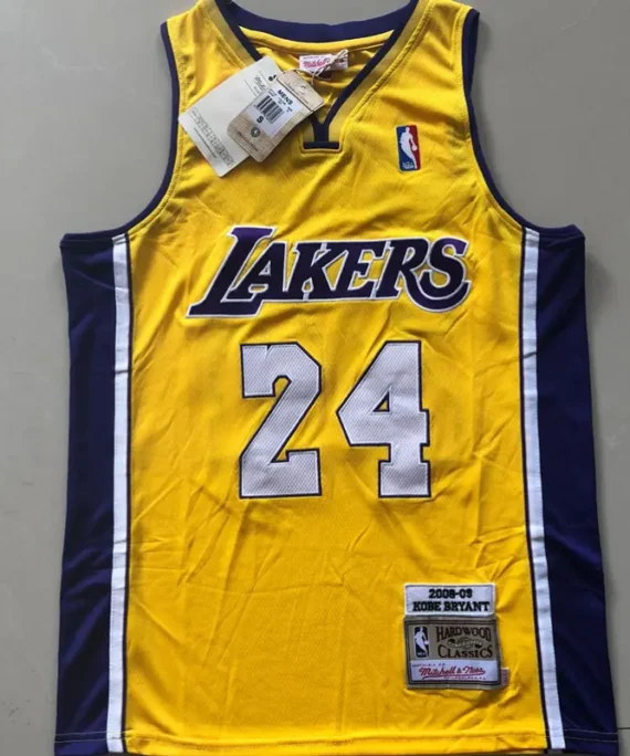 Kobe Bryant Basketball Jersey #24 Los Angeles Lakers 2008/09 Embroidered Yellow