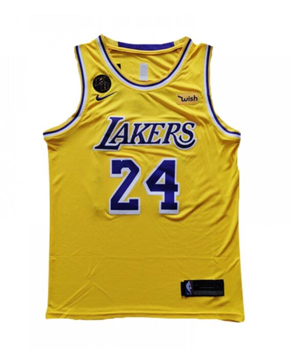 Kobe Bryant Basketball #24 Jersey Los Angeles Lakers Yellow Memorial Edition