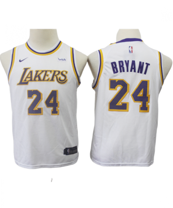 Kobe Bryant Basketball #24 Jersey Los Angeles Lakers White Child