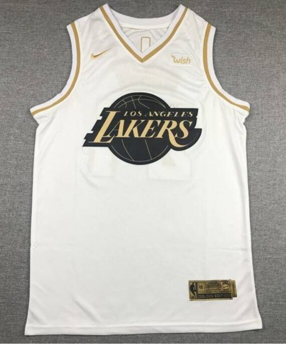 Kobe Bryant Basketball Jersey #24 Los Angeles Lakers White Gold Edition