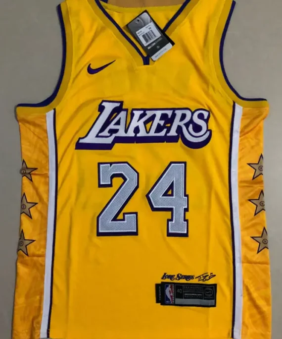Kobe Bryant Basketball Jersey #24 Los Angeles Lakers City Edition Yellow