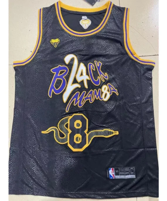 Kobe Bryant Basketball Jersey #8/24 Los Angeles Lakers 2025 Black with Snake Print