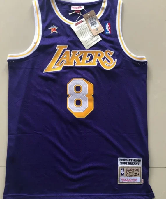 Kobe Bryant Basketball Jersey #8 Los Angeles Lakers 1998 Retro Embroidered Purple Mitchellness