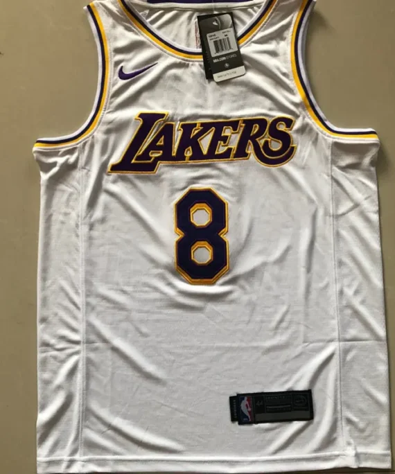 Kobe Bryant Basketball Jersey #8 Los Angeles Lakers Embroidered White Retro