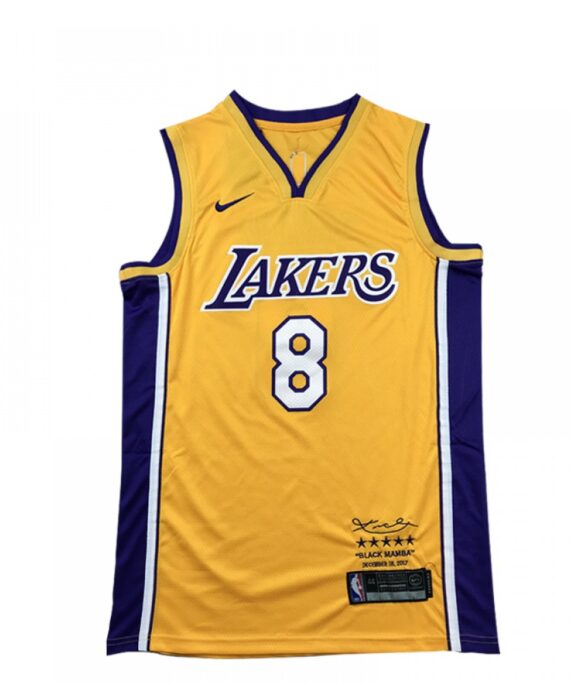 Kobe Bryant Basketball #8 Jersey Los Angeles Lakers Yellow Retired Edition