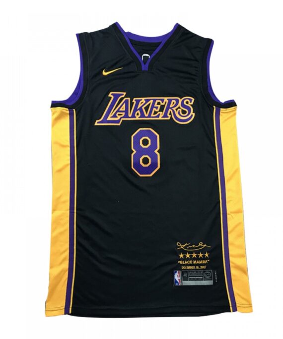 Kobe Bryant Basketball #8 Jersey Los Angeles Lakers Black/Yellow Retired Edition