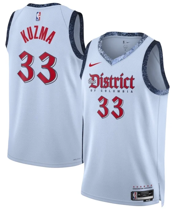 Kyle Kuzma Basketball #33 Jersey Washington Wizards 2025 Light Gray City Edition