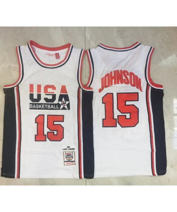 Larry Johnson Basketball Jersey #15 USA 1992 Dream Team White Classic