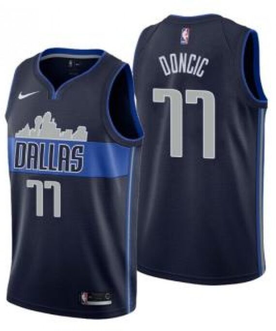 Luka Doncic Basketball #77 Jersey Dallas Mavericks 18/19 Navy Blue Statement Edition