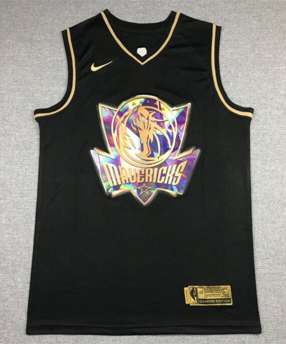 Luka DonÄić Basketball Jersey #77 Dallas Mavericks Diamond Edition Gold Black