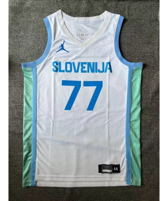 Luka Doncic Basketball Jersey #77 Slovenia 2024 White