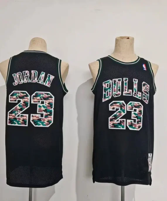 Michael Jordan Basketball Jersey #23 Chicago Bulls Retro Camouflage Black