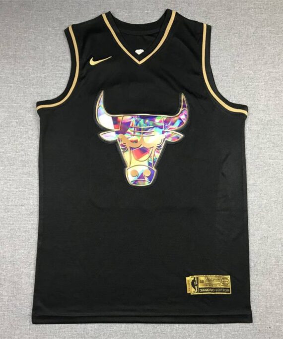 Michael Jordan Basketball Jersey #23 Chicago Bulls Diamond Edition Gold Black