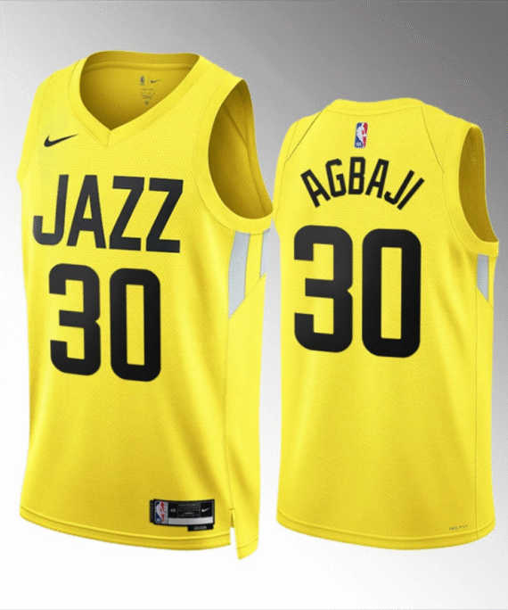 Ochai Agbaji Basketball Jersey#30 Utah Jazz 2023 Yellow