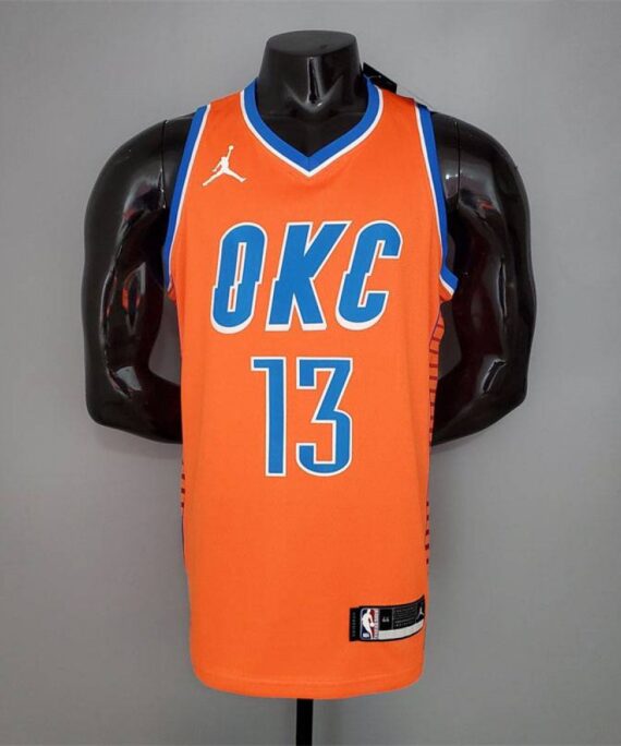 Paul George Basketball Jersey #13 Oklahoma City Thunder Jordan Edition Orange