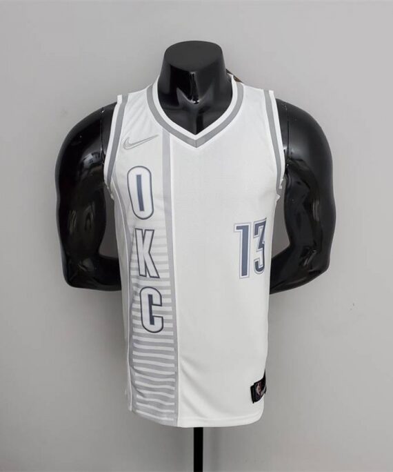 Paul George Basketball Jersey #13 Oklahoma City Thunder 75th Anniversary Edition 2022 City Edition White