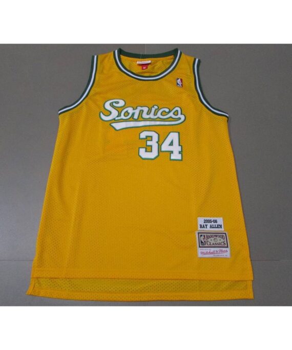 Ray Allen Basketball Jersey #34 Oklahoma City Thunder Icon Classic Yellow