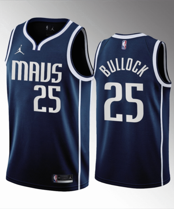 Reggie Bullock Basketball Jersey#25 Dallas Mavericks 2023 Blue Statement Edition