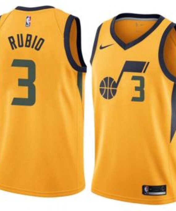 Ricky Rubio Basketball Jersey #3 Utah Jazz 17/18 Yellow Statement Edition