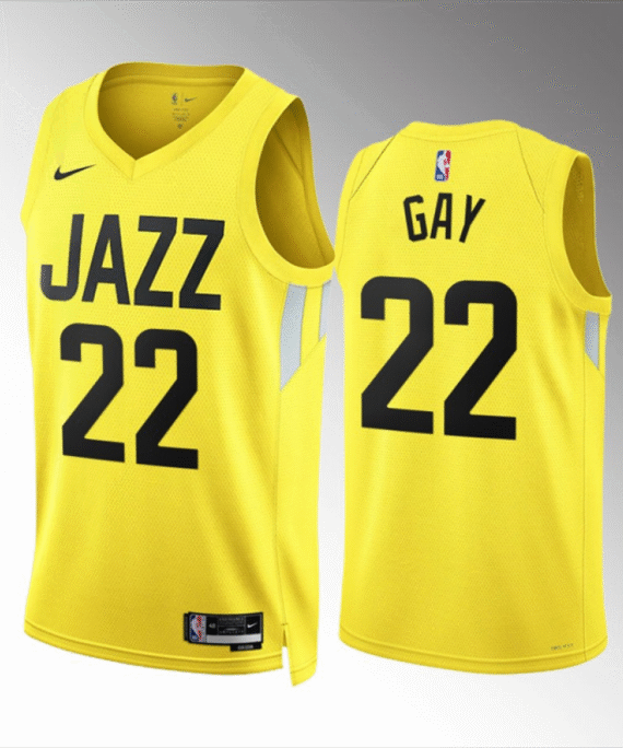 Rudy Gay Basketball Jersey#22 Utah Jazz 2023 Yellow