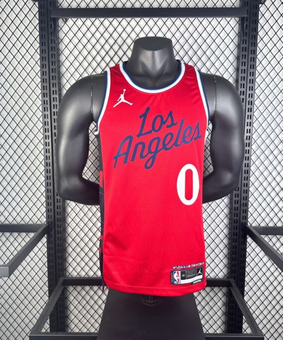Russell Westbrook Basketball Jersey #0 Los Angeles Clippers 2025 Statement Edition Red