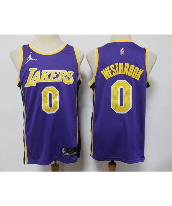 Russell Westbrook Basketball Jersey #0 Los Angeles Lakers 75th Anniversary Edition Purple