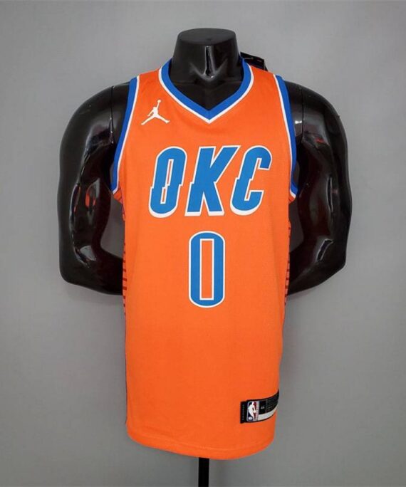 Russell Westbrook Basketball Jersey #0 Oklahoma City Thunder Jordan Edition Orange