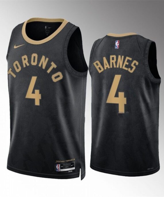 Scottie Barnes Basketball Jersey#4 Toronto Raptors 2023 Black City Edition