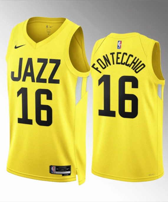 Simone Fontecchio Basketball Jersey#16 Utah Jazz 2023 Yellow