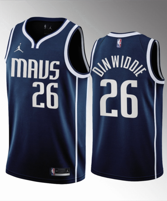 Spencer Dinwiddie Basketball Jersey#26 Dallas Mavericks 2023 Blue Statement Edition