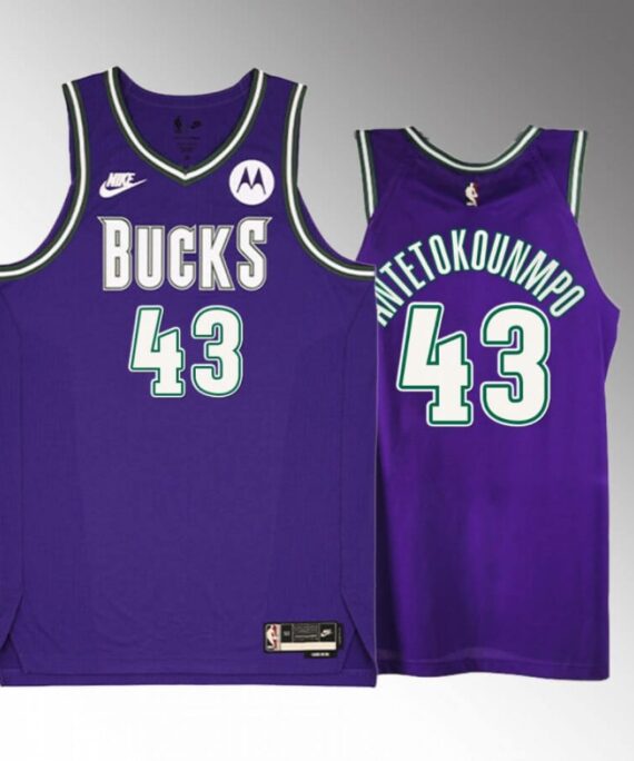 Thanasis Antetokounmpo Basketball Jersey#43 Milwaukee Bucks 2023 Purple Classic Edition